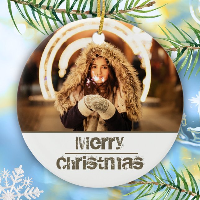 Anpassningsbar Modern julfoto Helgdag Julgransprydnad Keramik (Skapare uppladdad)