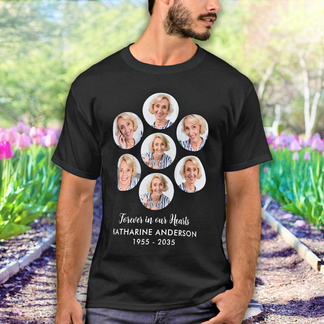 Anpassningsbar Modern Memorial 7 Photo Collage Fun T Shirt (Skapare uppladdad)