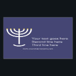 Anpassningsbar Modern Menorah White Navy Guld Grap Rektangulärt Klistermärke<br><div class="desc">Modern Menorah White Navy Guld Graphic Sticker. Vit,  Guld. Överförbart och anpassade.</div>