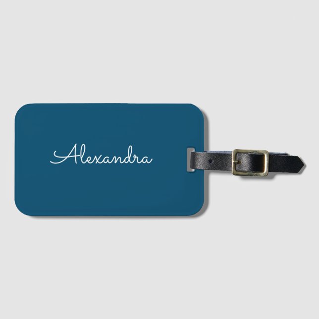 Anpassningsbar Modern Minimalistisk blått och vitt Bagagebricka (Framsida horisontal)