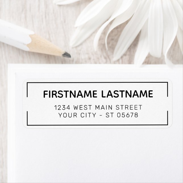 Anpassningsbar Modern Minimalistisk typografi-skri Returadress Etikett (Insitu)