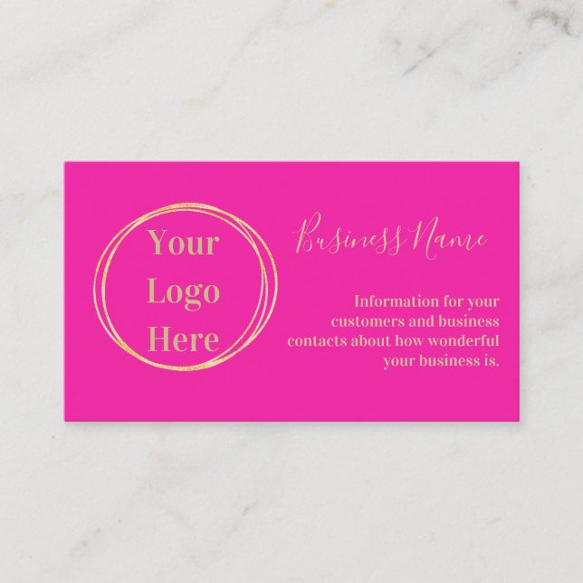 Anpassningsbar Modern Minimalistiskt Shock rosa Gu Visitkort (Framsida)