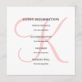 Anpassningsbar Modern Monogram i Rosa Guest Inform Inbjudningar