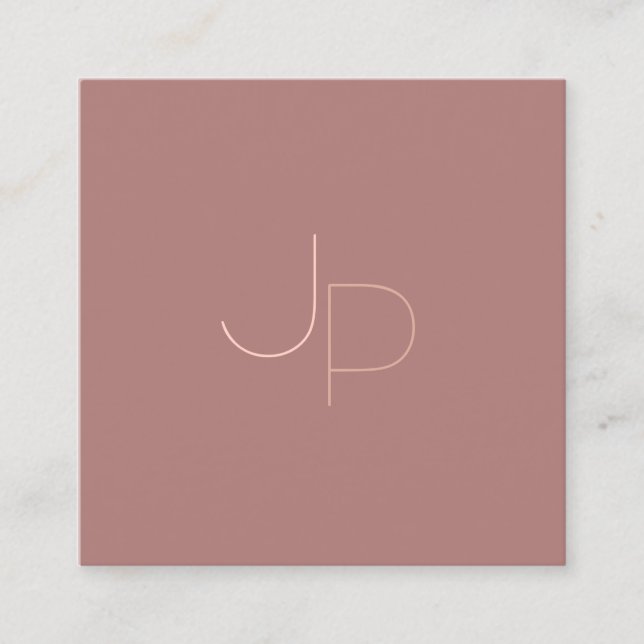 Anpassningsbar Modern monogram - inledande mallrut Fyrkantigt Visitkort (Framsida)