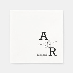 Anpassningsbar Modern Monogram Prated Bröllop Napk Pappersservett