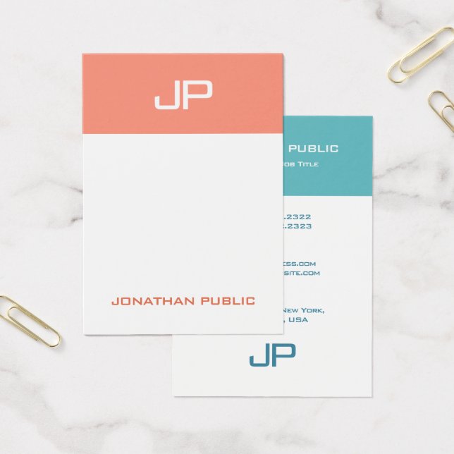 Anpassningsbar Modern Monogram Template Elegant Fä Visitkort (Kontor)