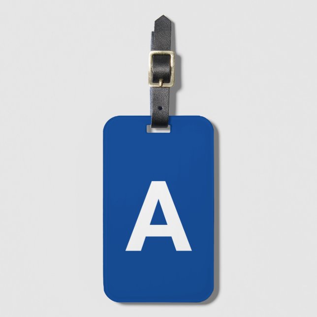 Anpassningsbar Modern Monogramme Blue Bagagebricka (Framsida vertikal)
