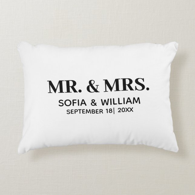 Anpassningsbar Modern Mr och Mrs Bröllop Prydnadskudde (Framsidan)
