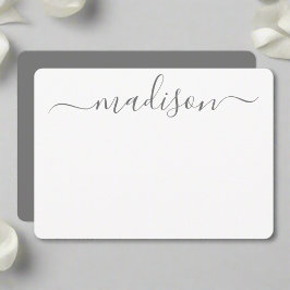 Anpassningsbar Modern Namn Grått Typography-skript Anteckningskort
