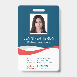 Anpassningsbar Modern Navy Employee ID Card med st