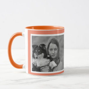 Anpassningsbar Modern orange 2 fotokollage Mugg