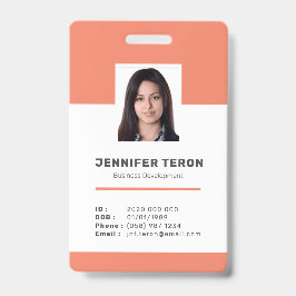 Anpassningsbar Modern Orange Employee ID-kort med 