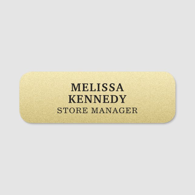 Anpassningsbar, modern personlig, guld-anställdas  namnbricka (Framsida)