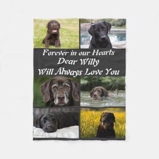 Anpassningsbar modern Pet Memorial 6 Photo Collage Fleecefilt