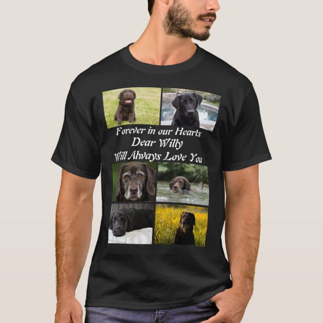 Anpassningsbar modern Pet Memorial 6 Photo Collage T Shirt (Framsida)