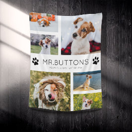 Anpassningsbar Modern Pet Namn Photo Collage Hund Fleecefilt