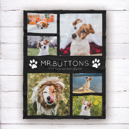 Anpassningsbar Modern Pet Namn Photo Collage Hund Fleecefilt