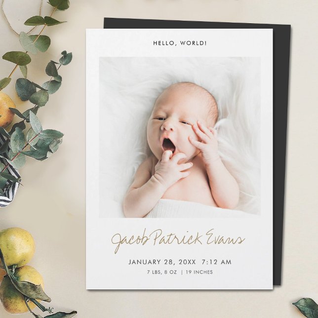 Anpassningsbar Modern Photo Birth Announcement Mag (Skapare uppladdad)