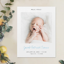 Anpassningsbar Modern Photo Birth Announcement Mag Magnetisk Inbjudningskort