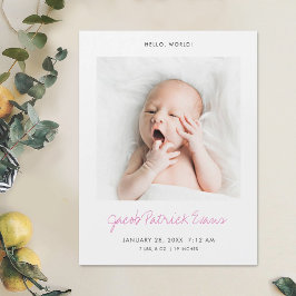 Anpassningsbar Modern Photo Birth Announcement Mag Magnetisk Inbjudningskort