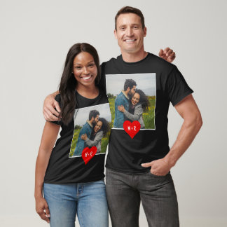 Anpassningsbar Modern Photo Heart Monogram Initial T Shirt
