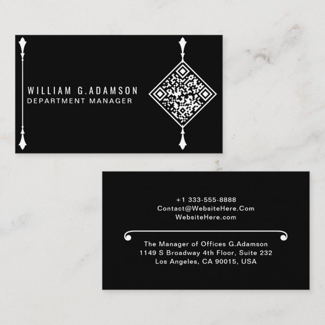 Anpassningsbar Modern QR-kod | Professionell, enke Visitkort (Fram/baksida)
