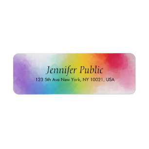 Anpassningsbar Modern Rainbow Färg Abstrakt Templa Returadress Etikett