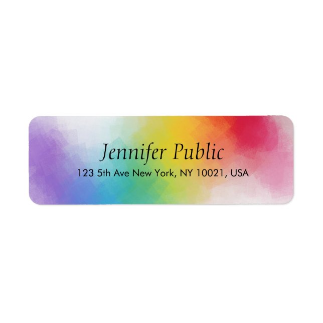 Anpassningsbar Modern Rainbow Färg Abstrakt Templa Returadress Etikett (Framsidan)