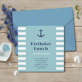 Anpassningsbar Modern Rand Nautical Birthday Lunch Inbjudningar