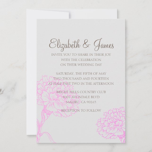 Anpassningsbar Modern Rosa- och Brown Wedding bjud Inbjudningar (Framsida)
