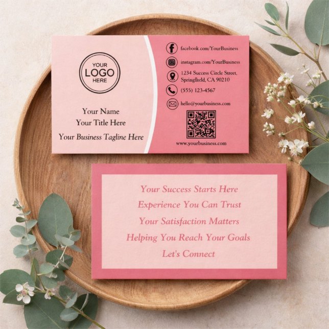 Anpassningsbar Modern Rosa Professionell QR-kod Mi Visitkort (Skapare uppladdad)