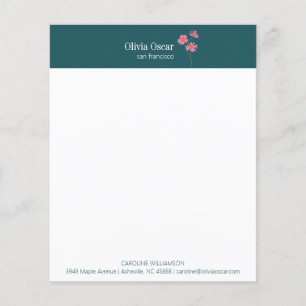 Anpassningsbar Modern Rosa Teal Flower Business St