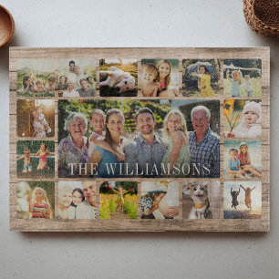 Anpassningsbar Modern Rustic Family Photo Collage 