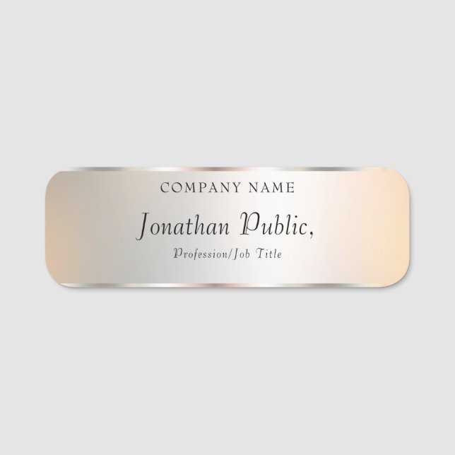 Anpassningsbar Modern Silver Elegant Professionell Namnbricka (Framsida)