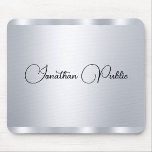 Anpassningsbar Modern Silver Metallic look Typogra Musmatta