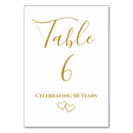 Anpassningsbar Modern Simple Golden 50-årsjubileum Bordsnummer