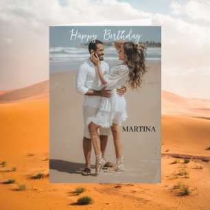 Anpassningsbar Modern Simple Script Photo Grattis  Kort