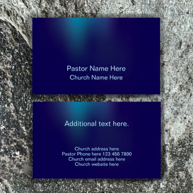 Anpassningsbar Modern Snyggt Christian Church Past Visitkort (Unique custom business card template. Modern cool blue gradient. 
)