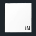 Anpassningsbar Modern Snyggt Elegant 3 Monogram -  Anteckningsblock<br><div class="desc">Utformningen har 3 monogram initialer.</div>