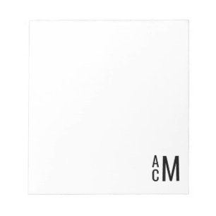 Anpassningsbar Modern Snyggt Elegant 3 Monogram - Anteckningsblock