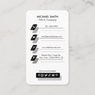 Anpassningsbar Modern Social Media Icons-Chic med  Visitkort