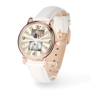 Anpassningsbar Modern Sol Beam 2 Photo Collage Armbandsur