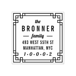 Anpassningsbar Modern Square Family Namn Returadre Stämpel