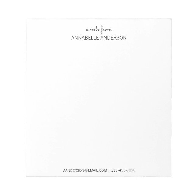 Anpassningsbar Modern Svart skript A-anteckning fr Anteckningsblock (Framsida)