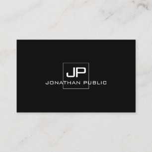 Anpassningsbar Modern svartvit Monogram-mall Visitkort