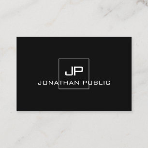 Anpassningsbar Modern svartvit monogram svart mall Visitkort