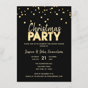 Anpassningsbar Modern Trendig Guld Black CHRISTMAS Inbjudningar