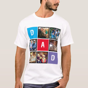Anpassningsbar Modern Typografi Pappa Photo Collag T Shirt