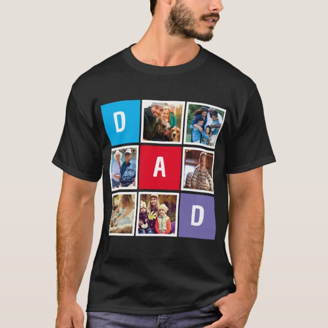 Anpassningsbar Modern Typografi Pappa Photo Collag T Shirt (Framsida)
