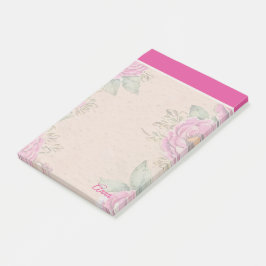 Anpassningsbar Modern Vibrant rosa botanisk bakgru Post-it Block